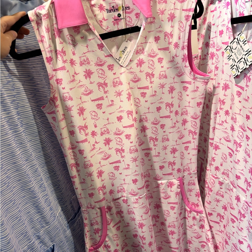 Turtles and Tees Pink Patterned Tennis and Golf Sleeveless Dress
